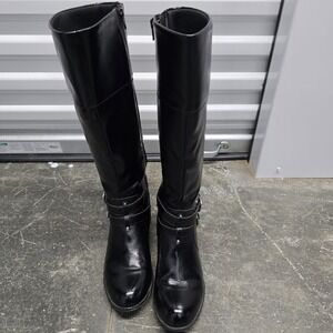 Arizona Women's Black Knee-High Riding Boots Size 9M AZ Denver Faux Leather Zip